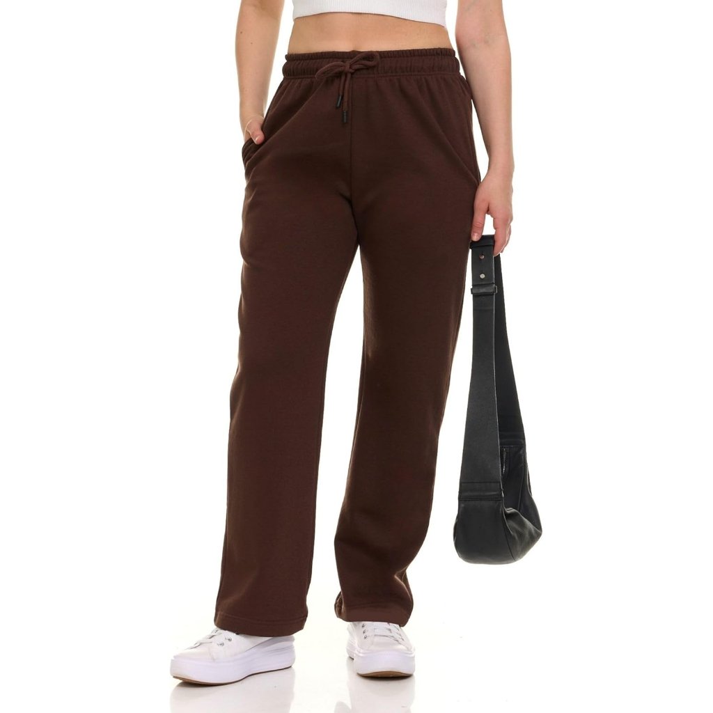 Straight Leg Sweatpants For Women, Fleece Loose Fit Open Bottom Lounge Womens Sw